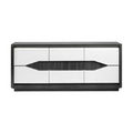 **Meuble de rangement moderne en bois avec finitions blanches et noires**