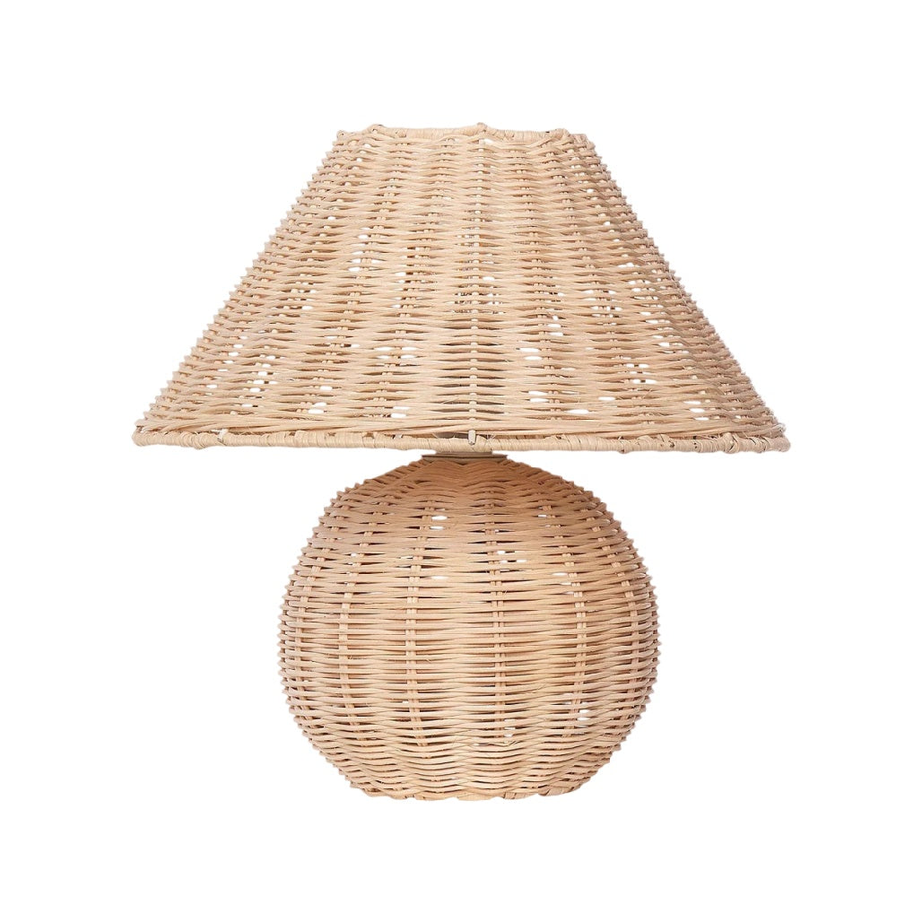 **Lampe en osier tressé avec abat-jour conique**