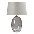 **Lampe de table en verre opaque avec abat-jour en tissu**
