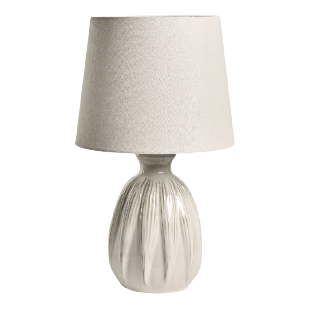 **Lampe de table en céramique au design élégant avec abat-jour en tissu**