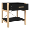 **Table de chevet moderne avec tiroir noir et structure en bois**