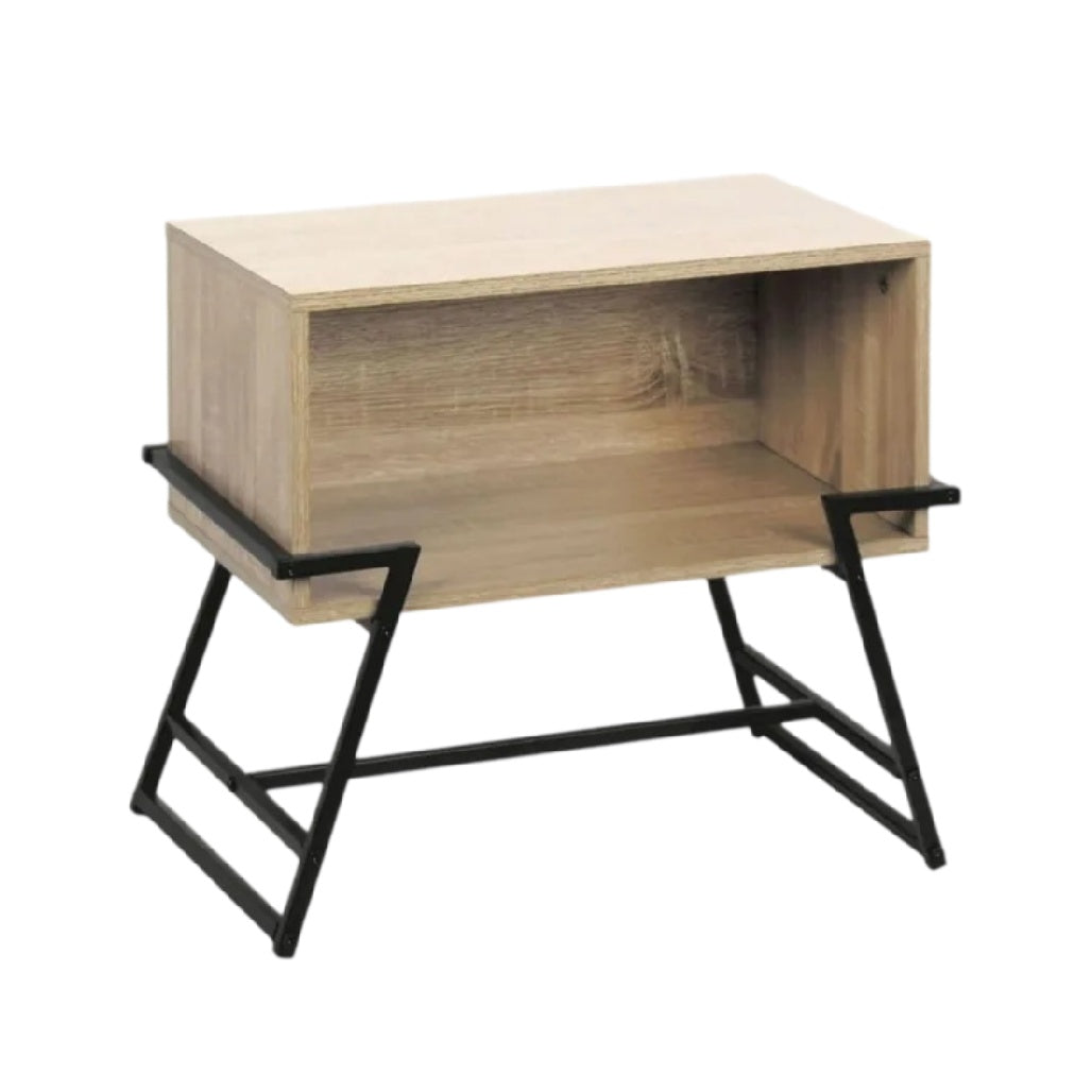 **Table de chevet en bois avec support métallique**